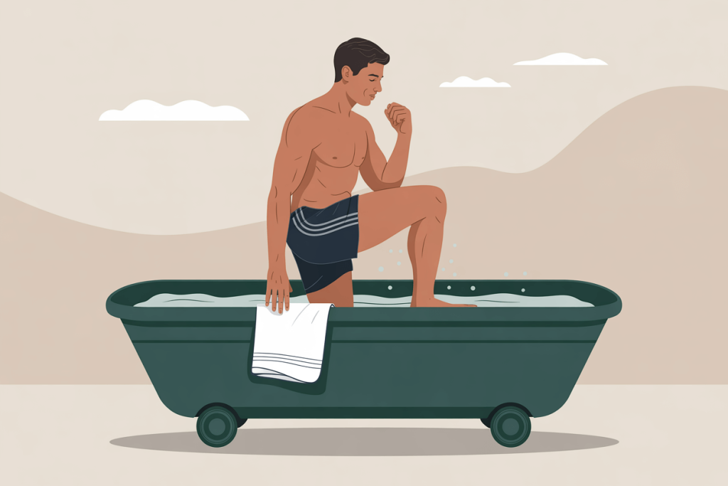 homme sortant bain froid